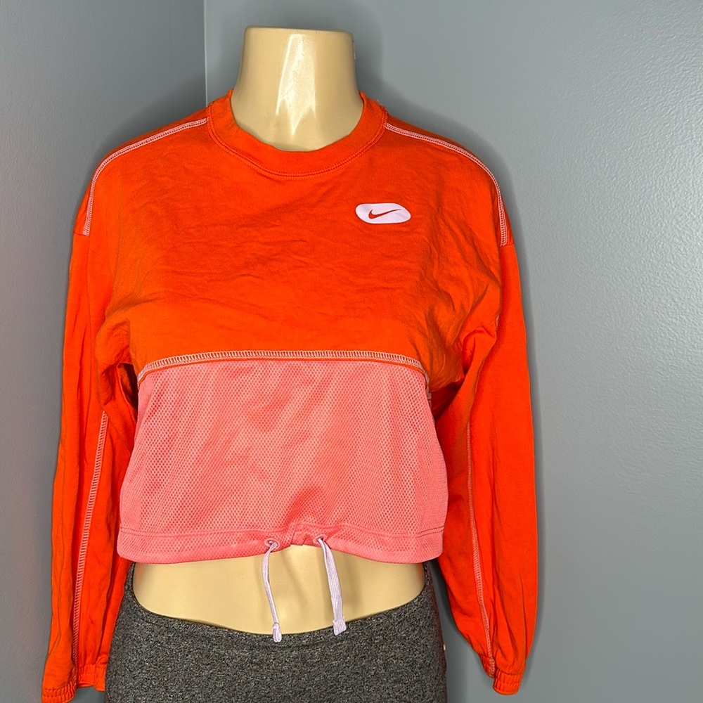 Nike girls  size M orange sweatshirt crop drawstring